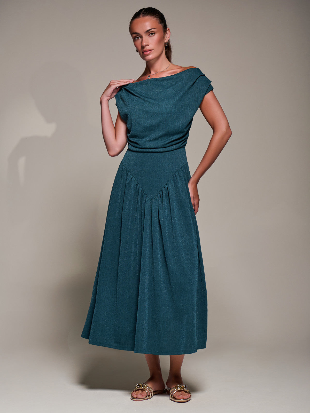 Asymmetric Neckline Midaxi Dress Detail View