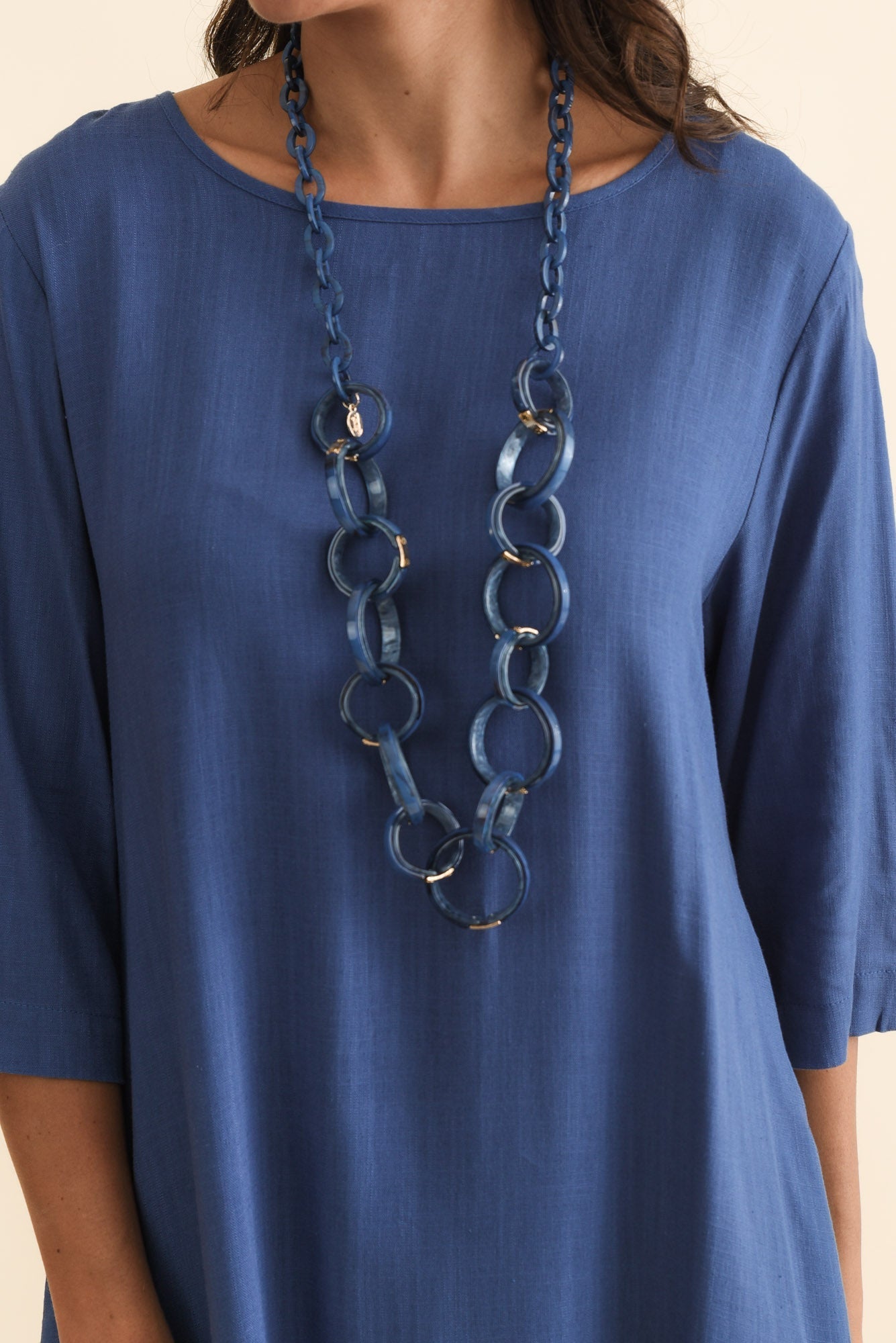Marley Blue Linen Blend Dress Detail View