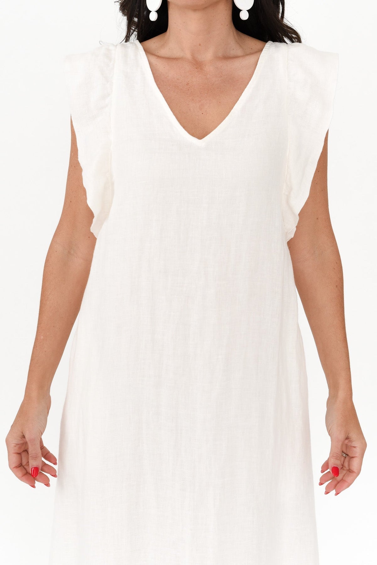 Matilda White Linen Dress Full Length View