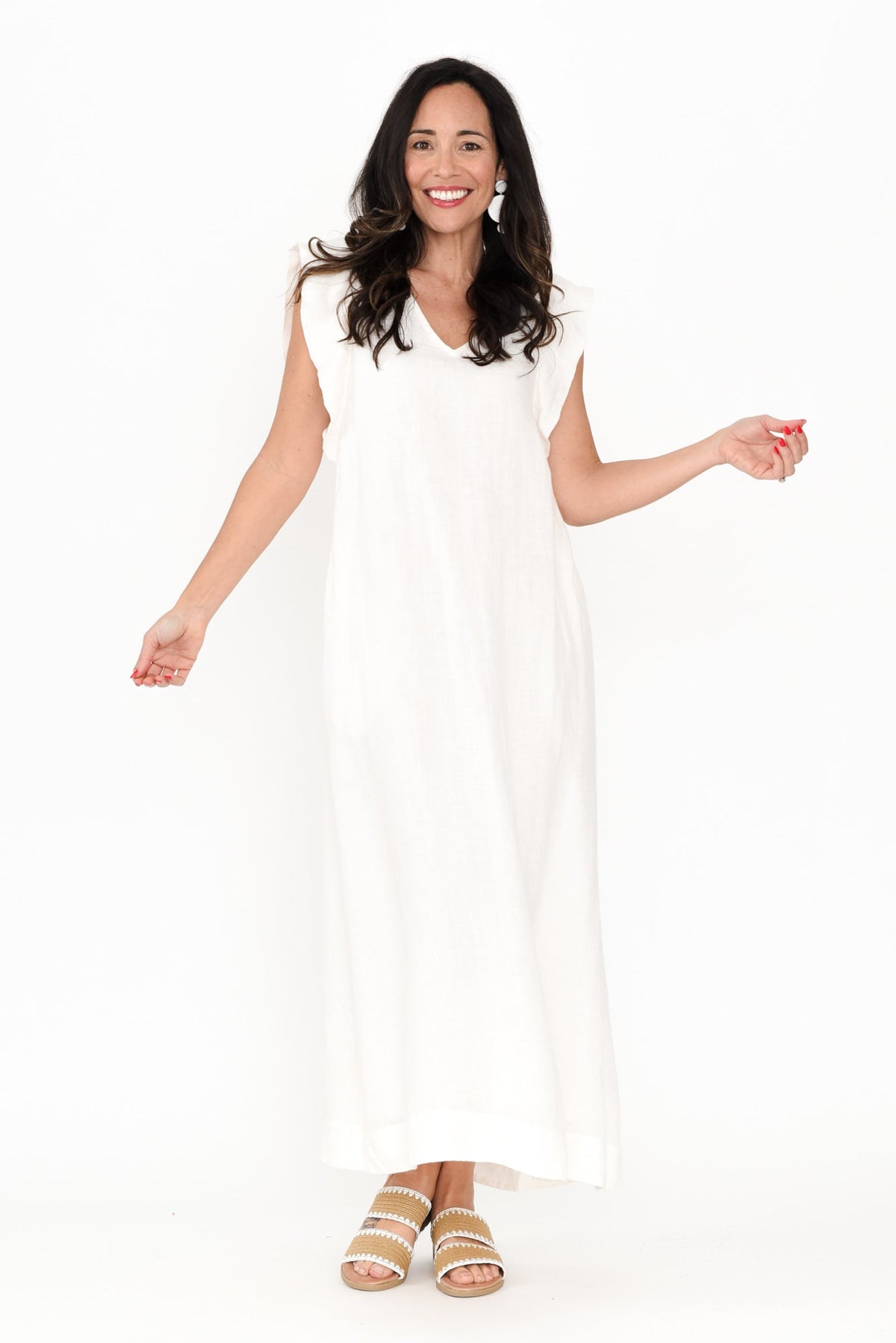Matilda White Linen Dress Back View 2