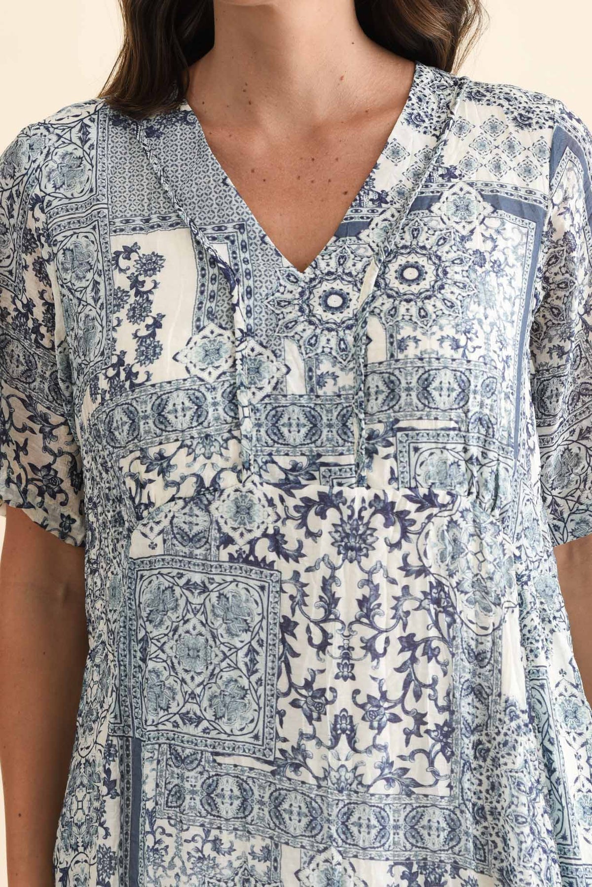 Meka Navy Mosaic Pocket Dress Detail View