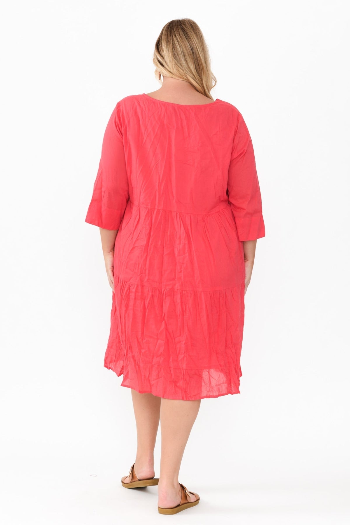 Milana Cherry Crinkle Cotton Dress Styled View 2
