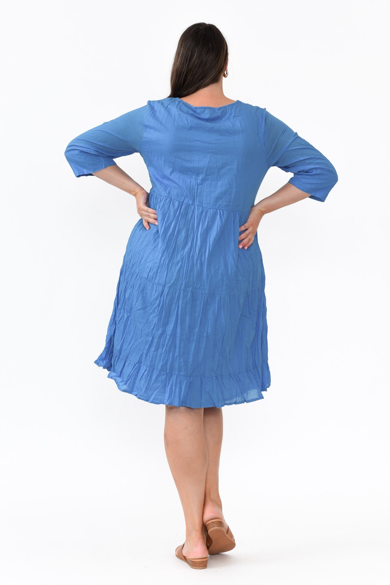 Milana Cobalt Crinkle Cotton Dress Detail View 2