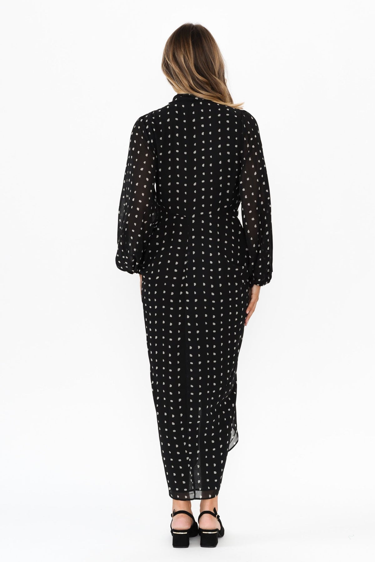 Mona Black Spot Dress Side View