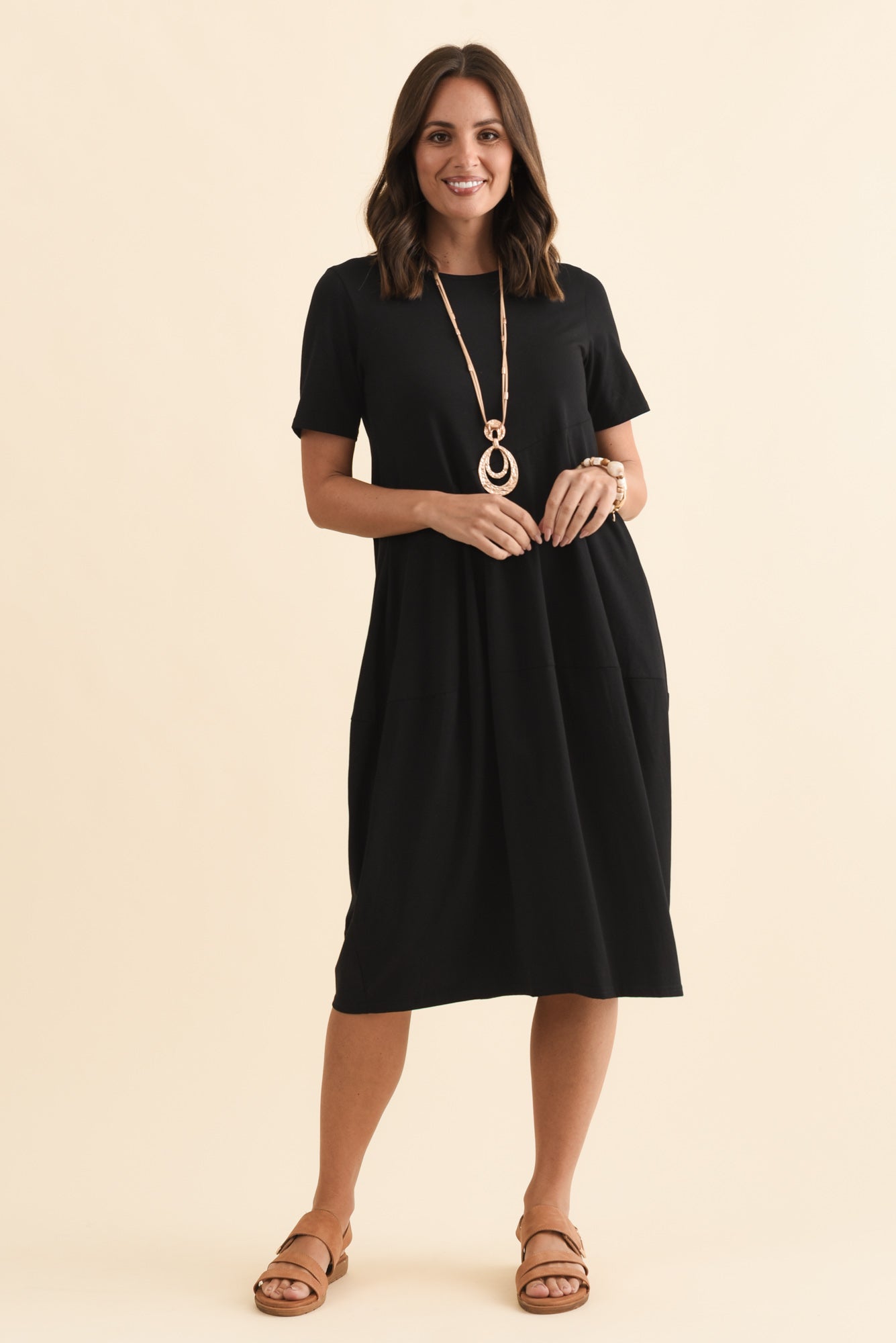 Morgan Black Diagonal Seam Dress Back View