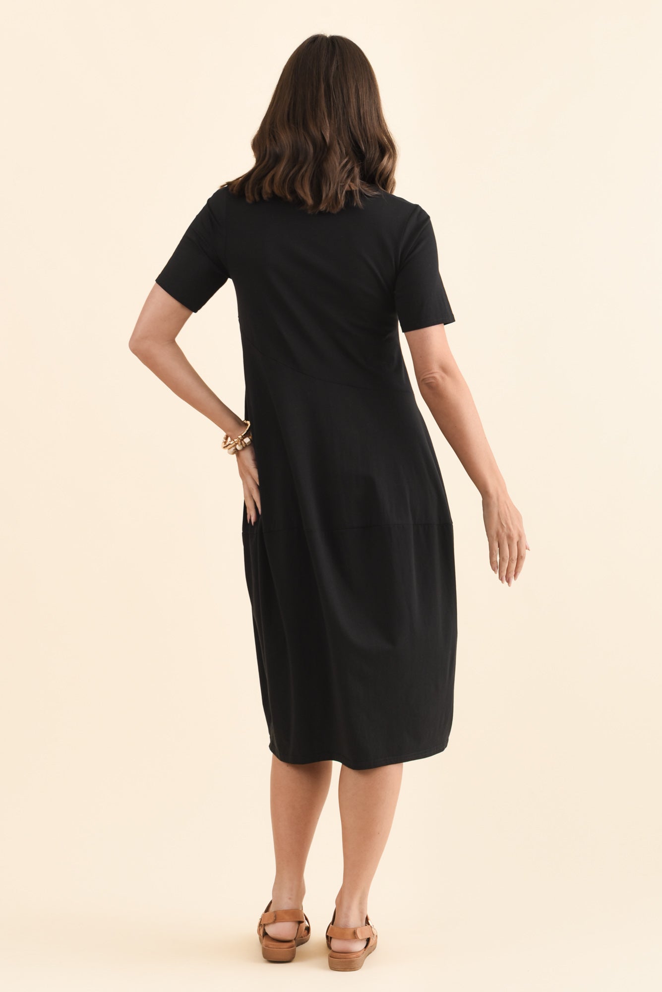 Morgan Black Diagonal Seam Dress Detail View