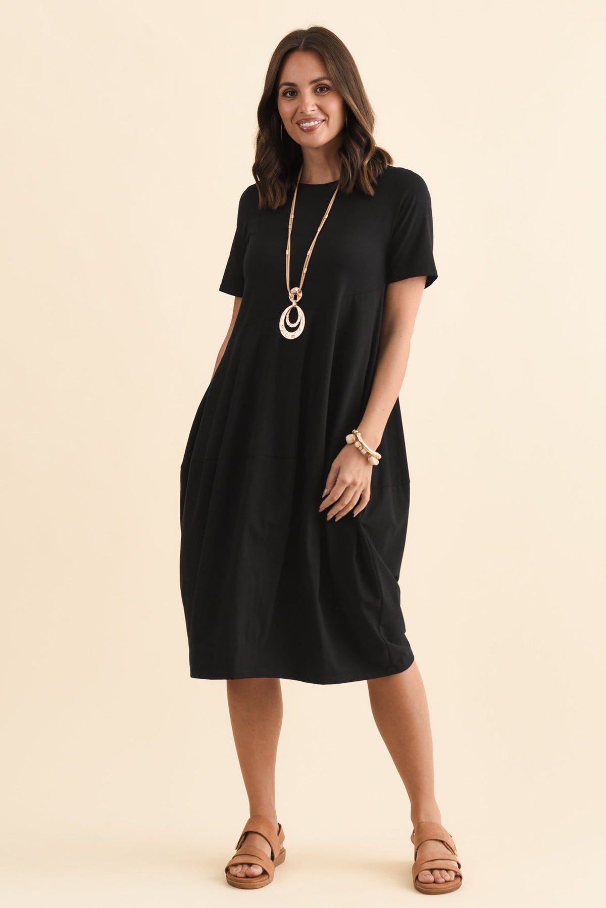 Morgan Black Diagonal Seam Dress Side View 2