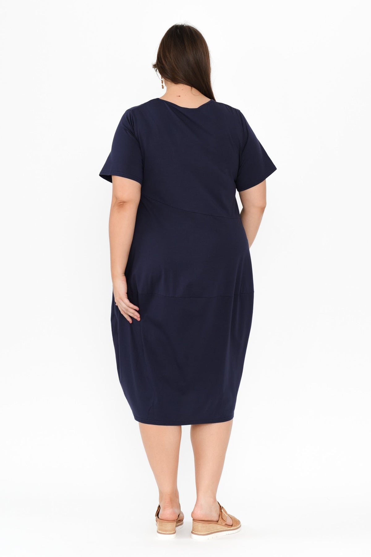 Morgan Indigo Diagonal Seam Dress Full Length View 2