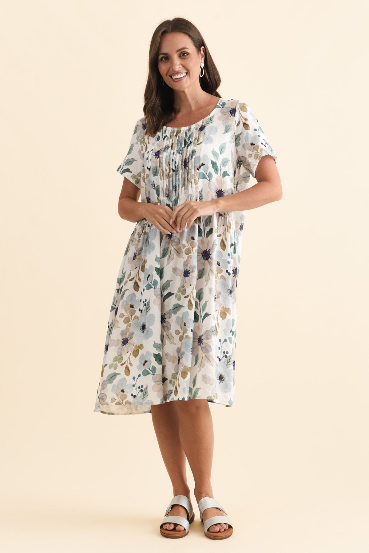 Murano Blue Flower Cotton Dress Back View 2