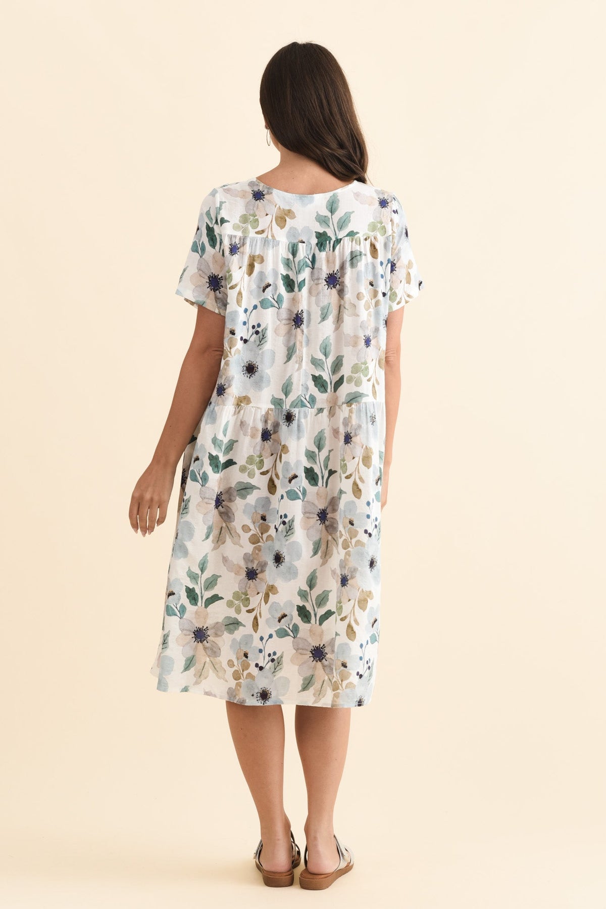 Murano Blue Flower Cotton Dress Detail View