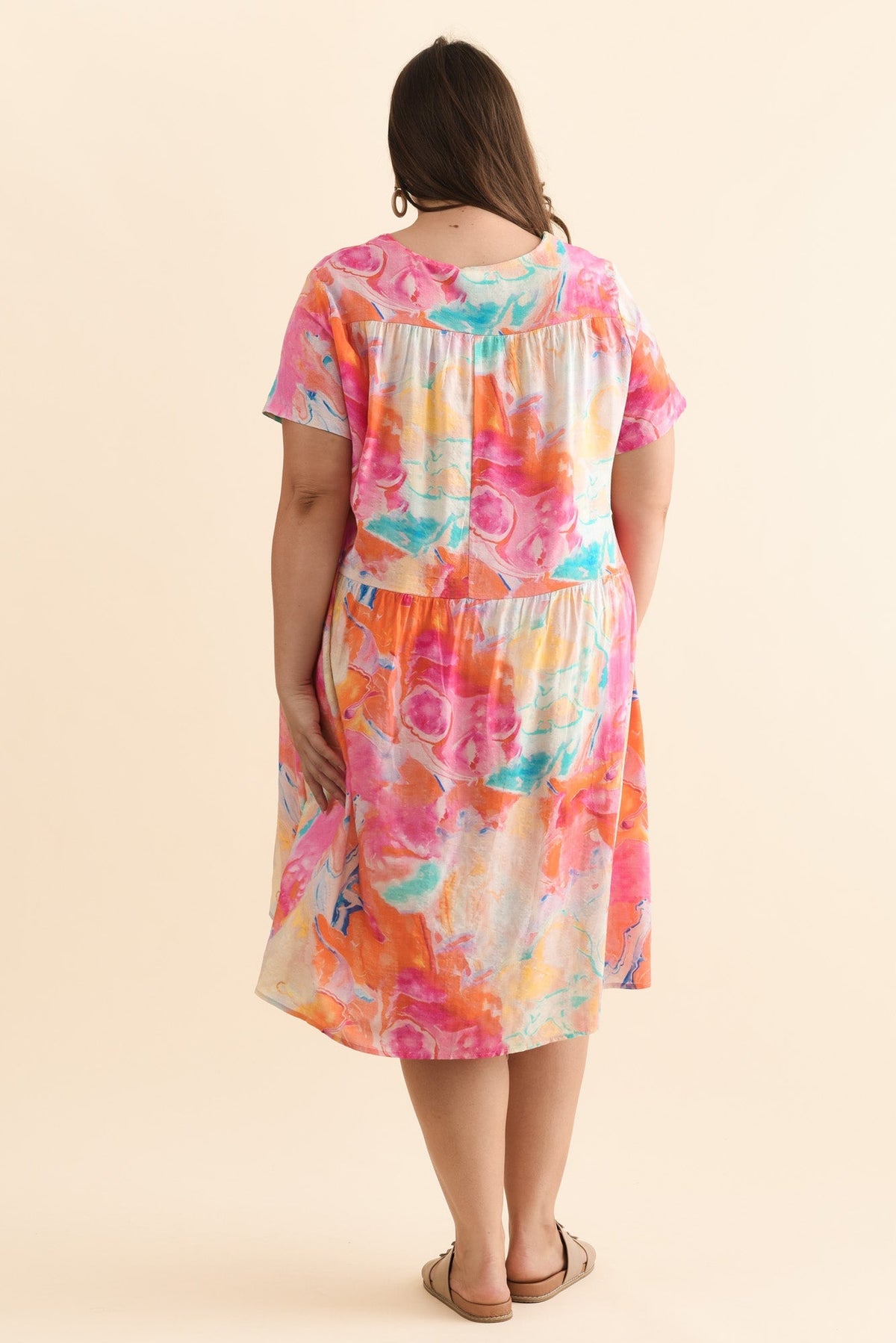 Murano Orange Abstract Cotton Dress Styled View 2