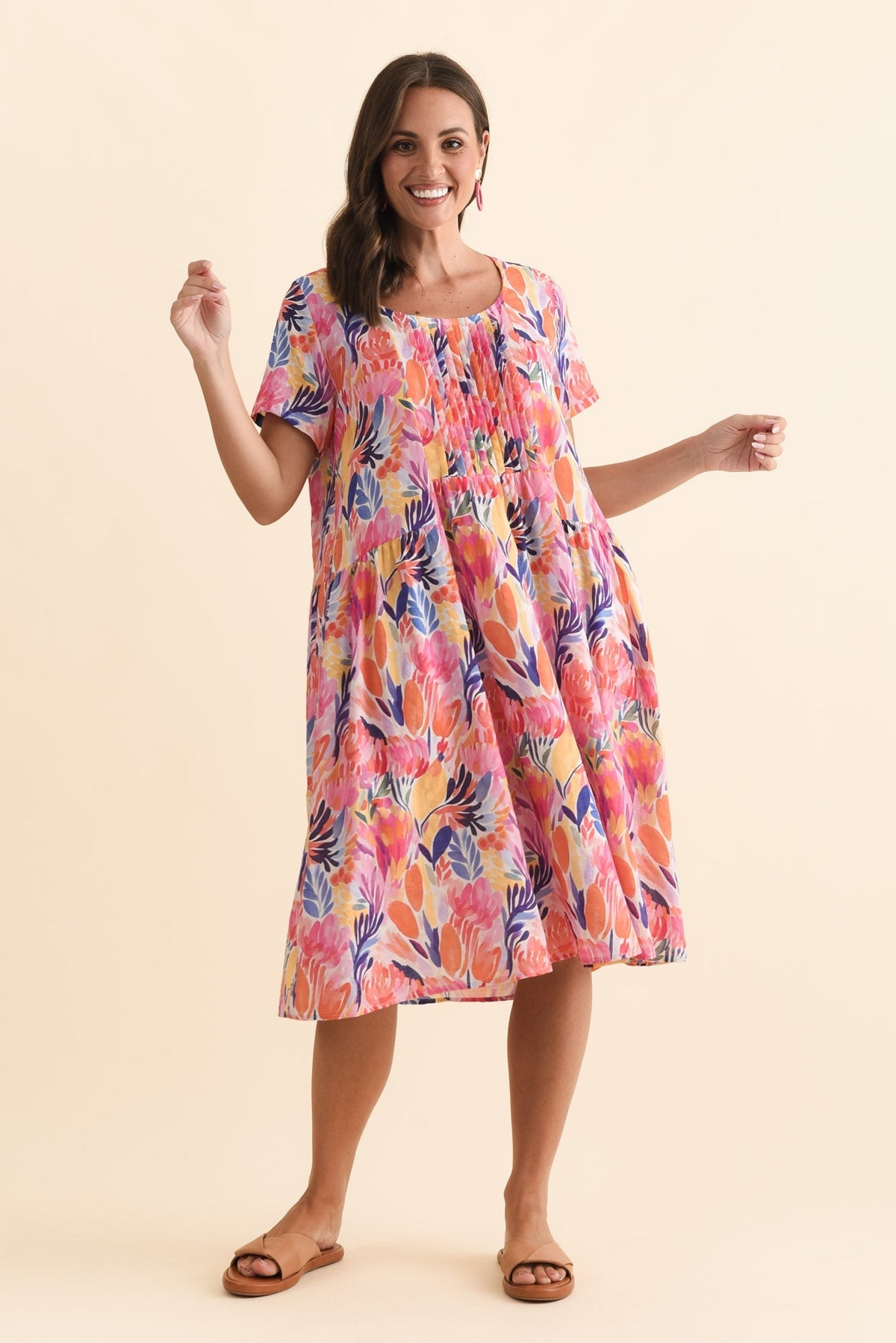 Murano Pink Garden Cotton Dress Back View 2