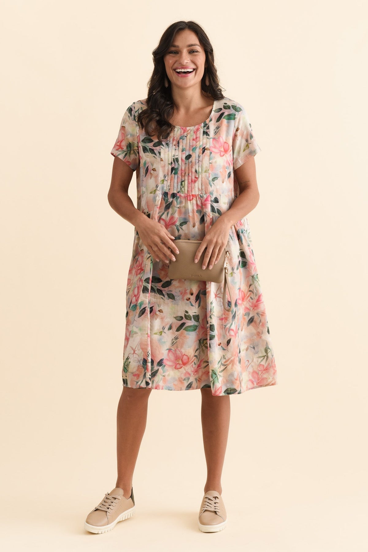 Murano Pink Wildflower Cotton Dress Full Length View