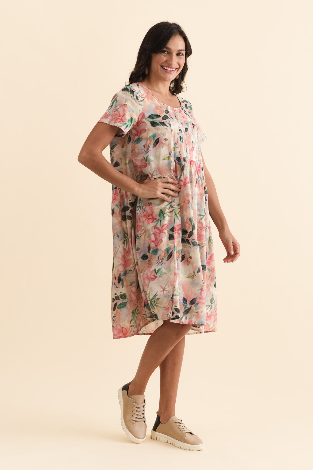 Murano Pink Wildflower Cotton Dress Back View