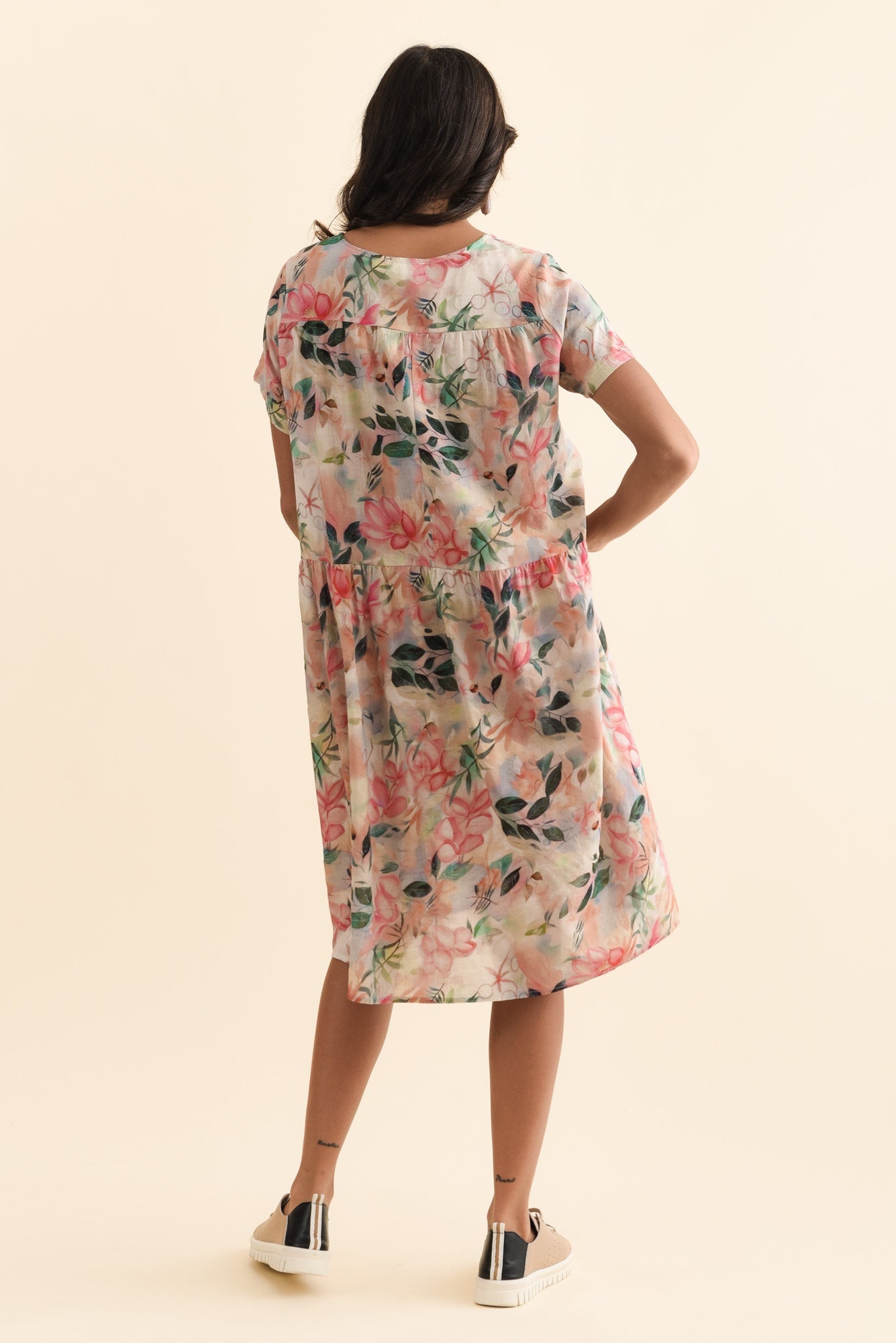 Murano Pink Wildflower Cotton Dress Side View