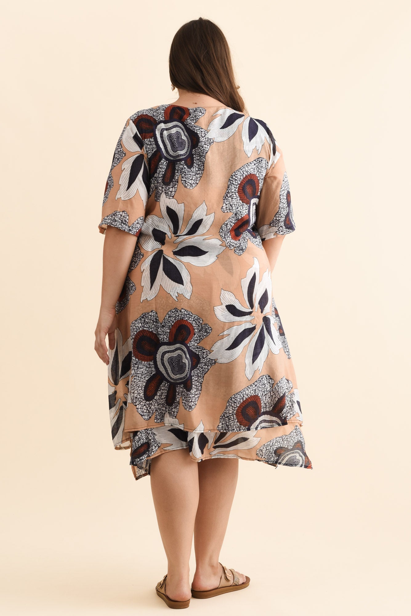 Nala Beige Flower Layers Dress Styled View 2