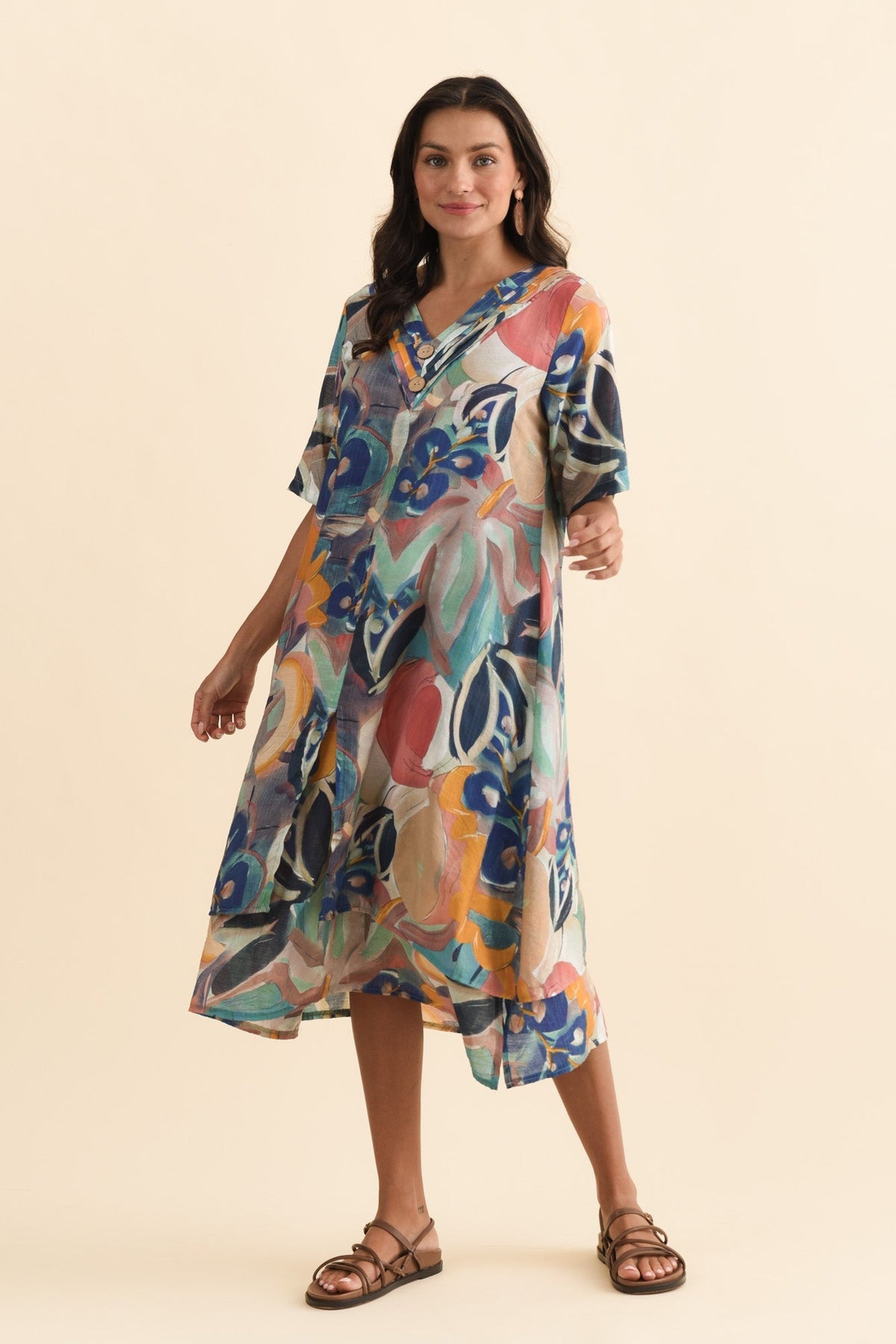 Nala Blue Floral Layers Dress Back View 2