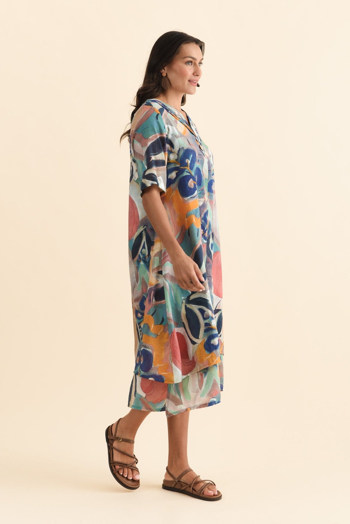 Nala Blue Floral Layers Dress Side View