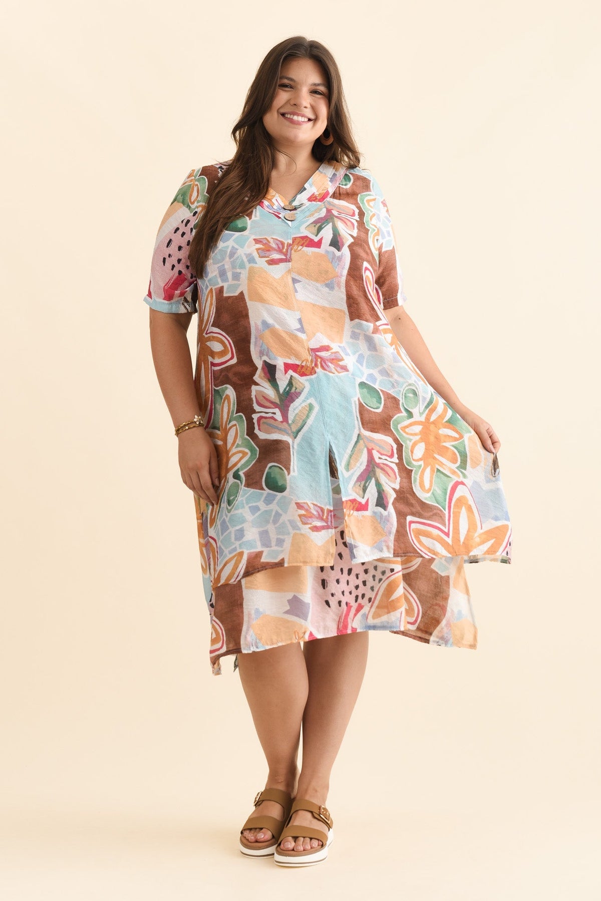 Nala Blue Flower Layers Dress Back View 2
