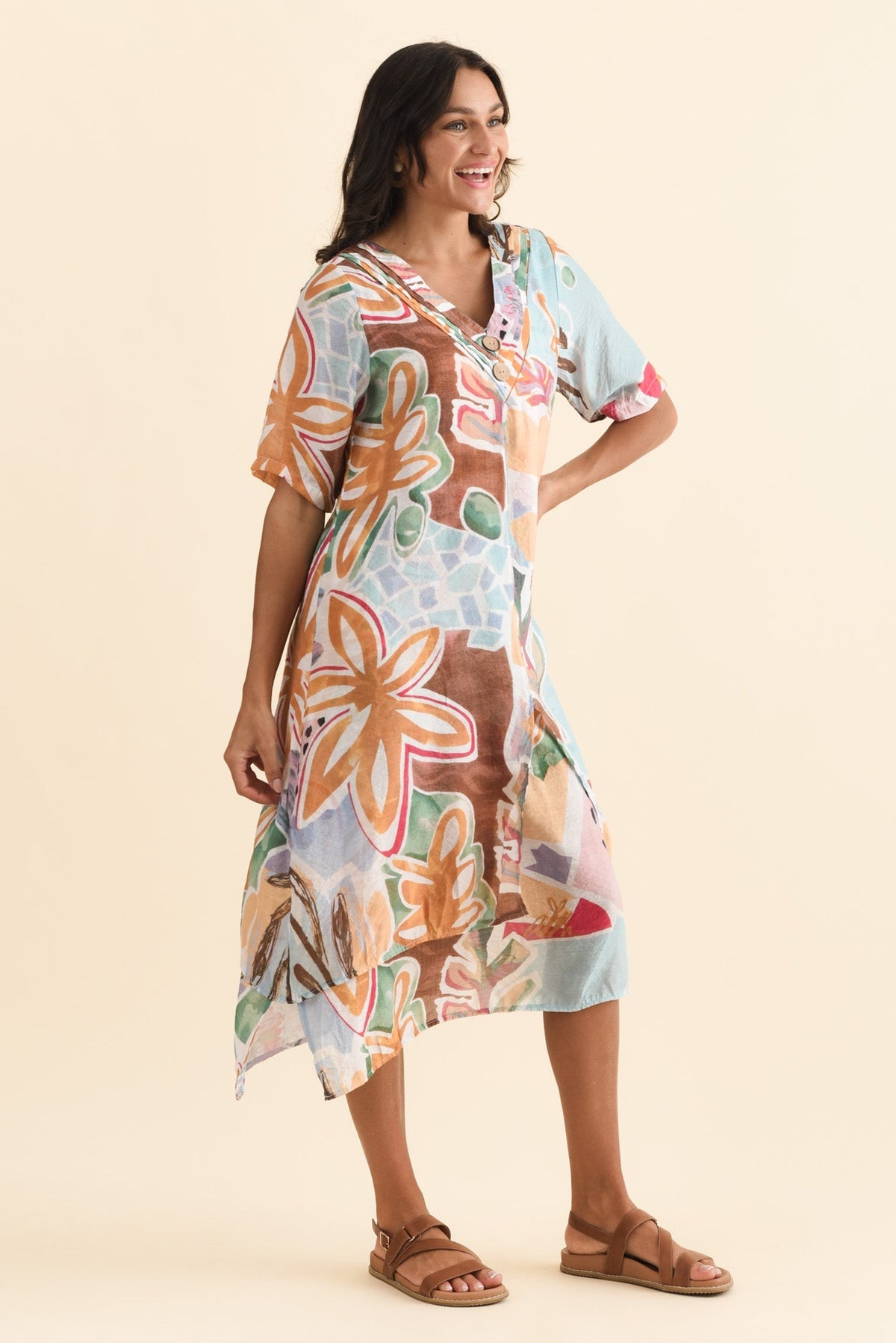 Nala Blue Flower Layers Dress Back View