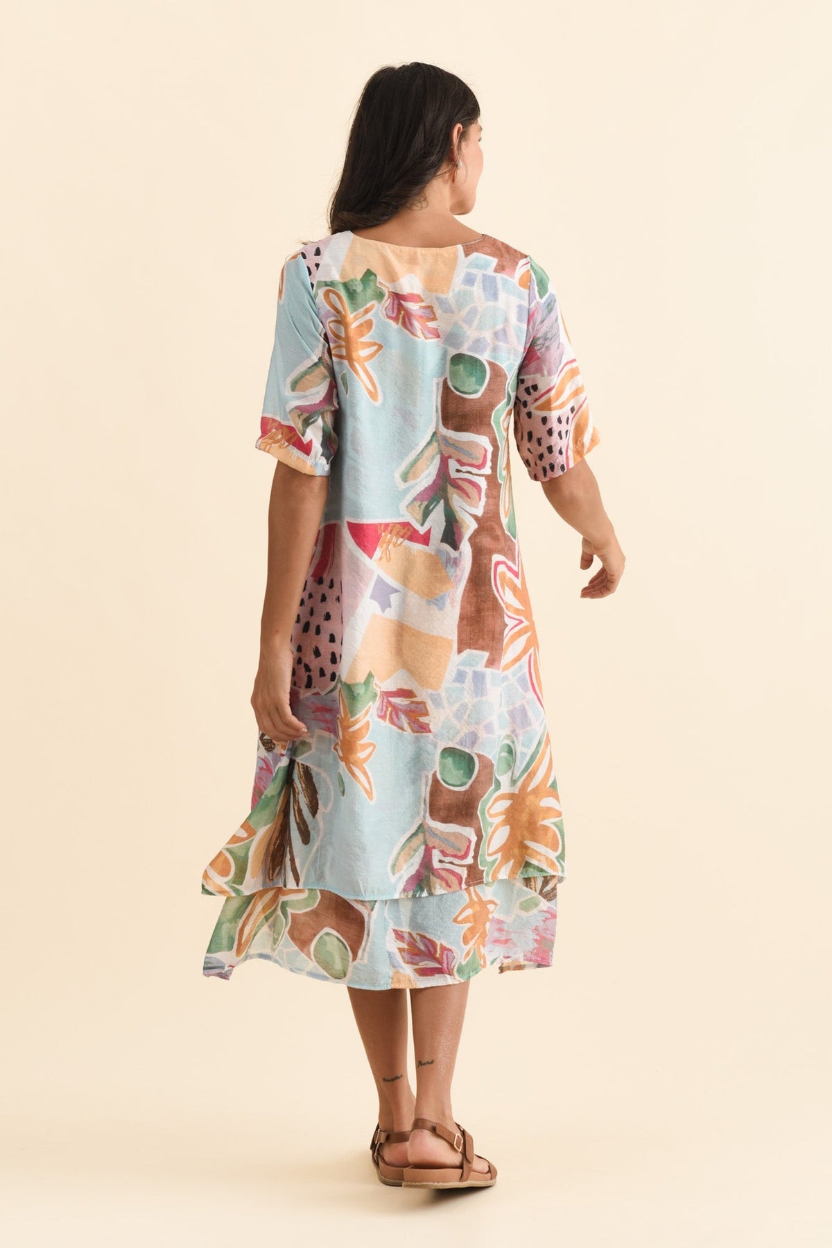 Nala Blue Flower Layers Dress Side View