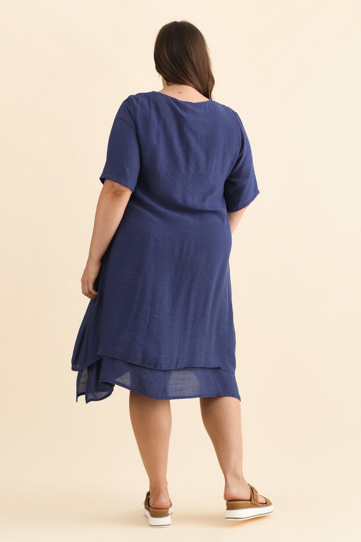 Nala Deep Blue Layers Dress Full Length View 2