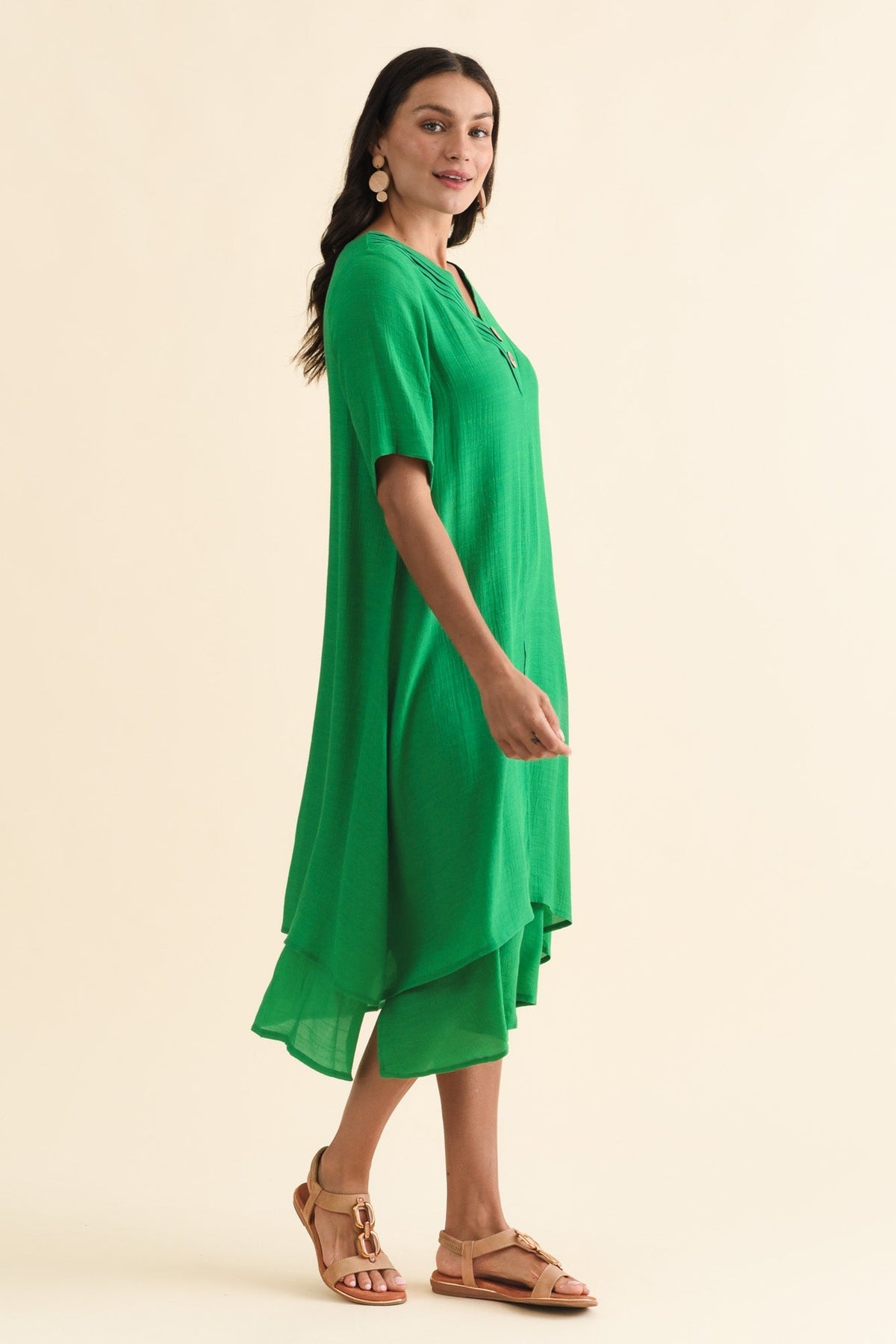 Nala Green Layers Dress Back View