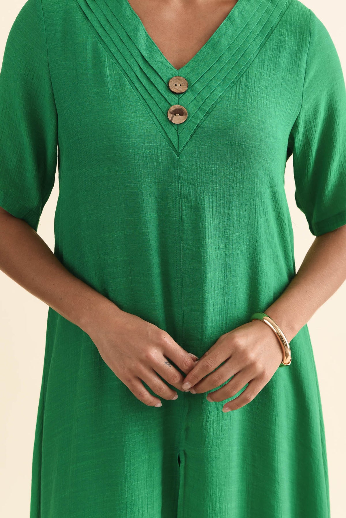 Nala Green Layers Dress Detail View