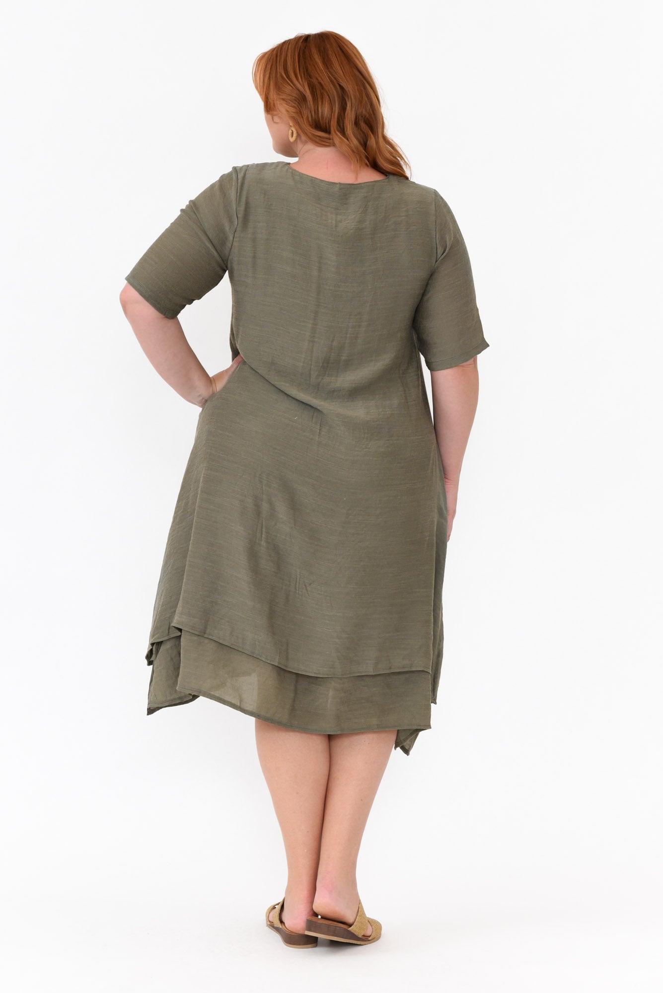 Nala Khaki Layers Dress Full Length View 2