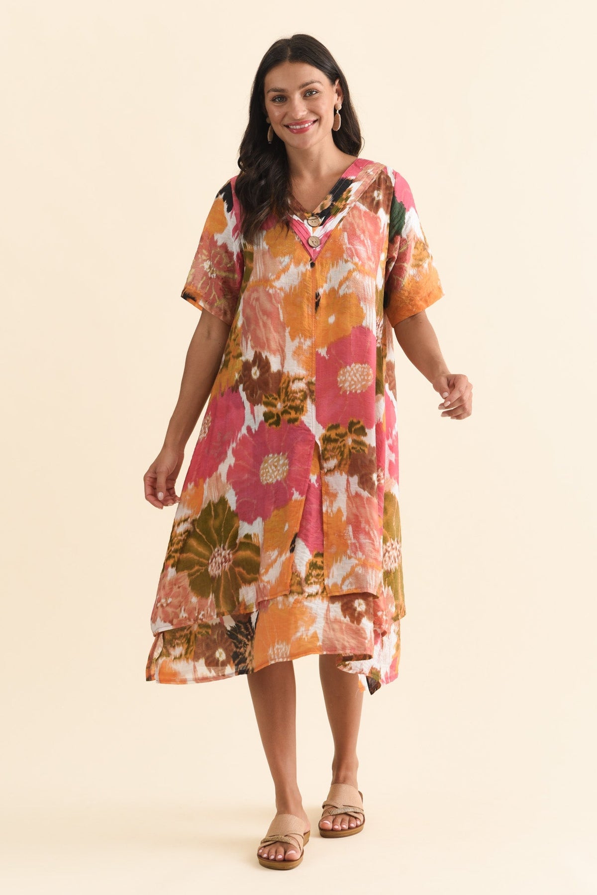 Nala Pink Flower Layers Dress Back View 2
