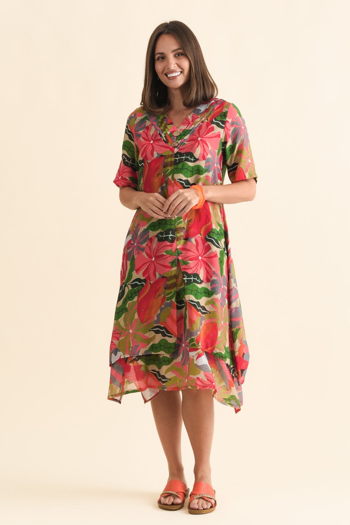 Nala Pink Hibiscus Layers Dress Back View 2