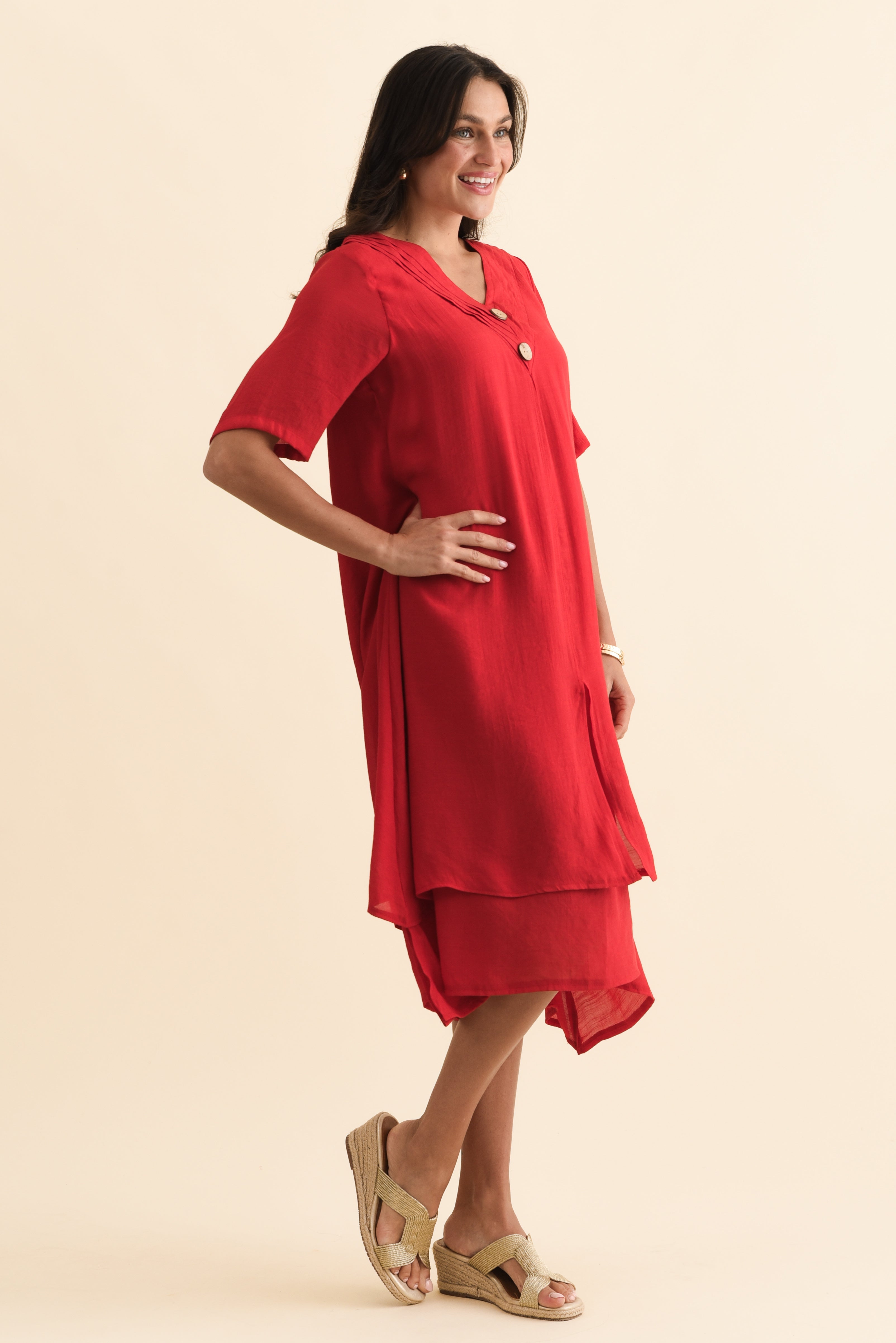 Nala Red Layers Dress Back View