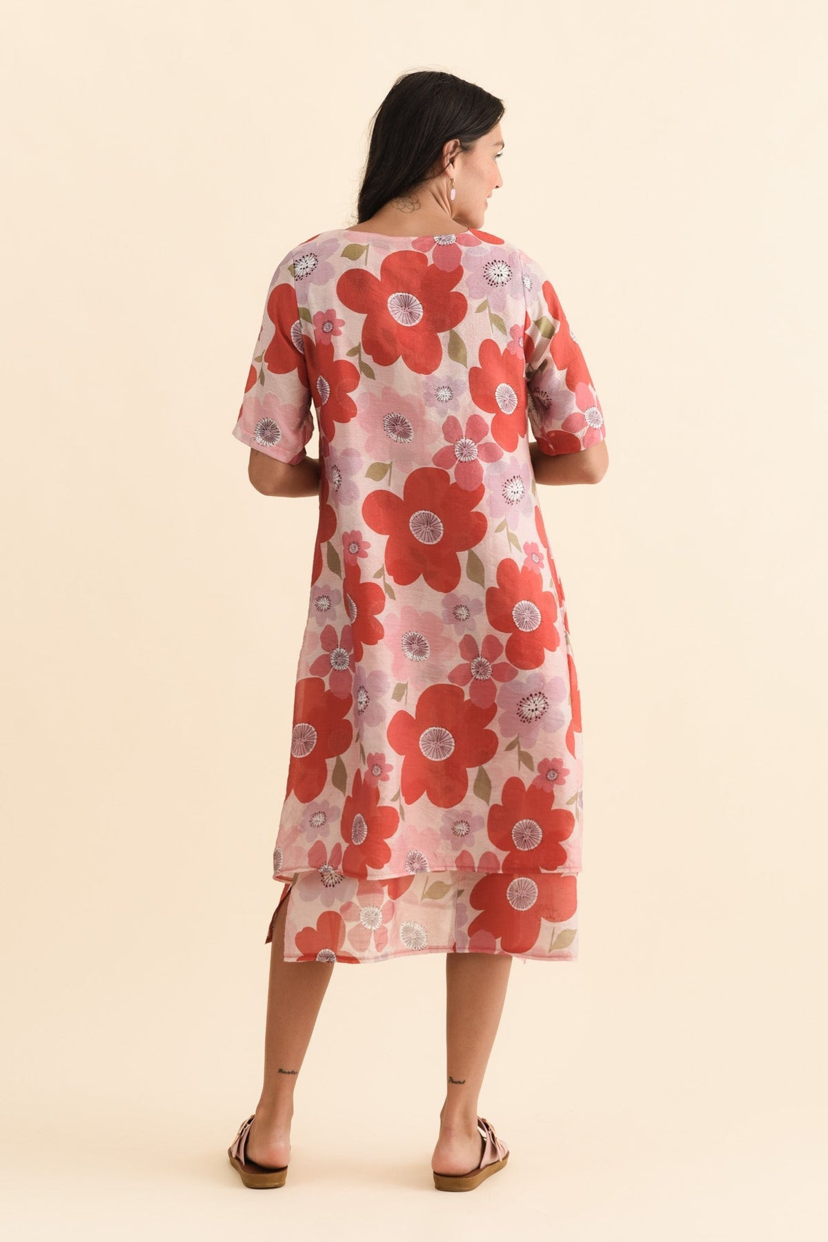 Nala Red Poppy Layers Dress Side View