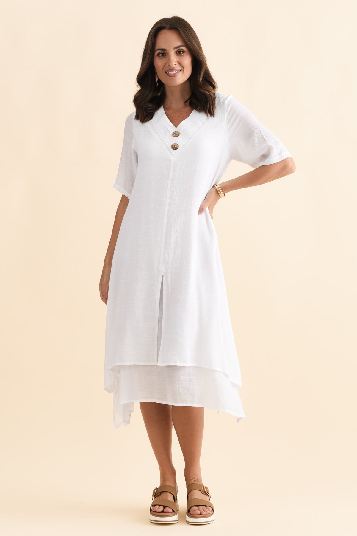 Nala White Layers Dress Front View