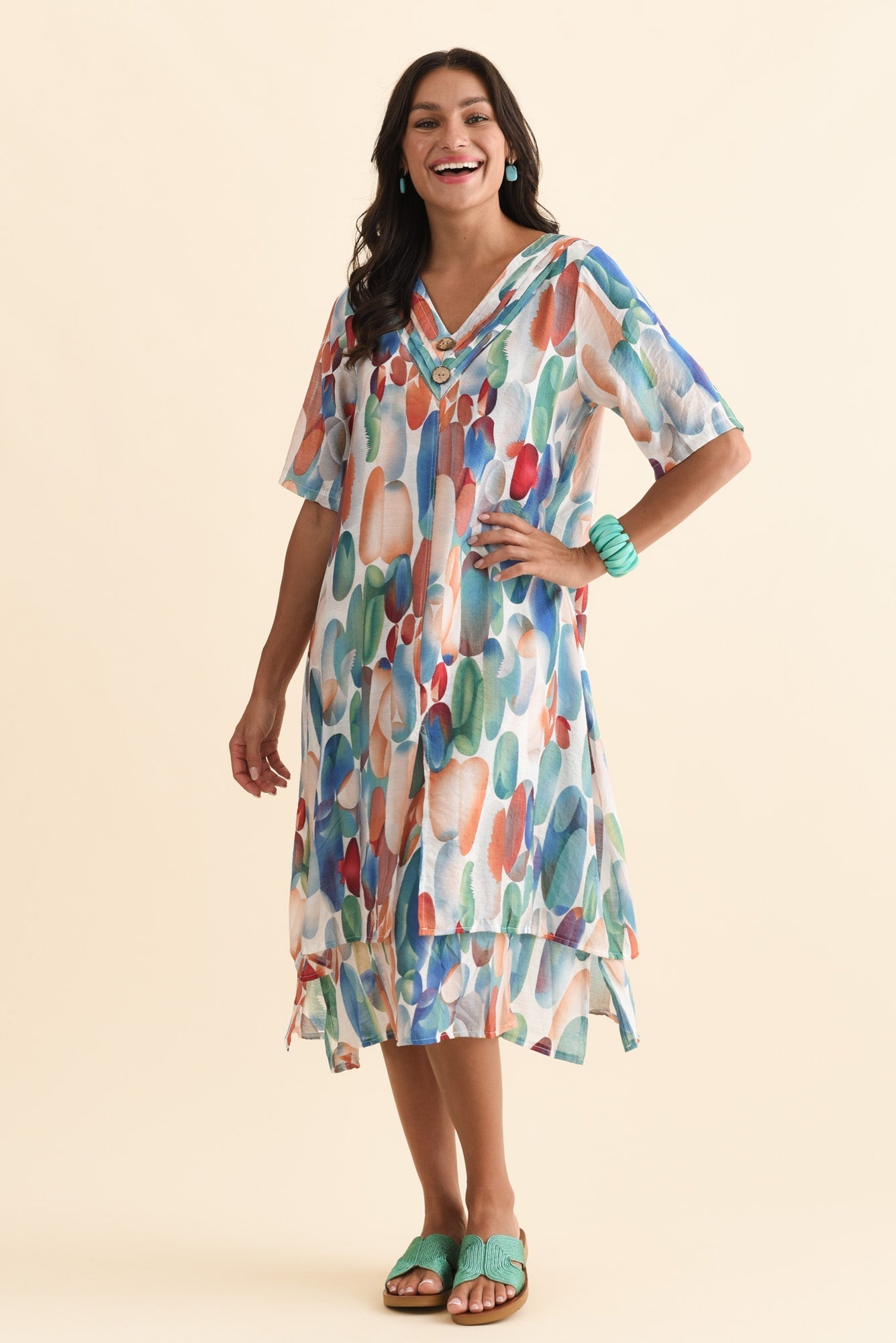 Nala Blue Circle Layers Dress Back View