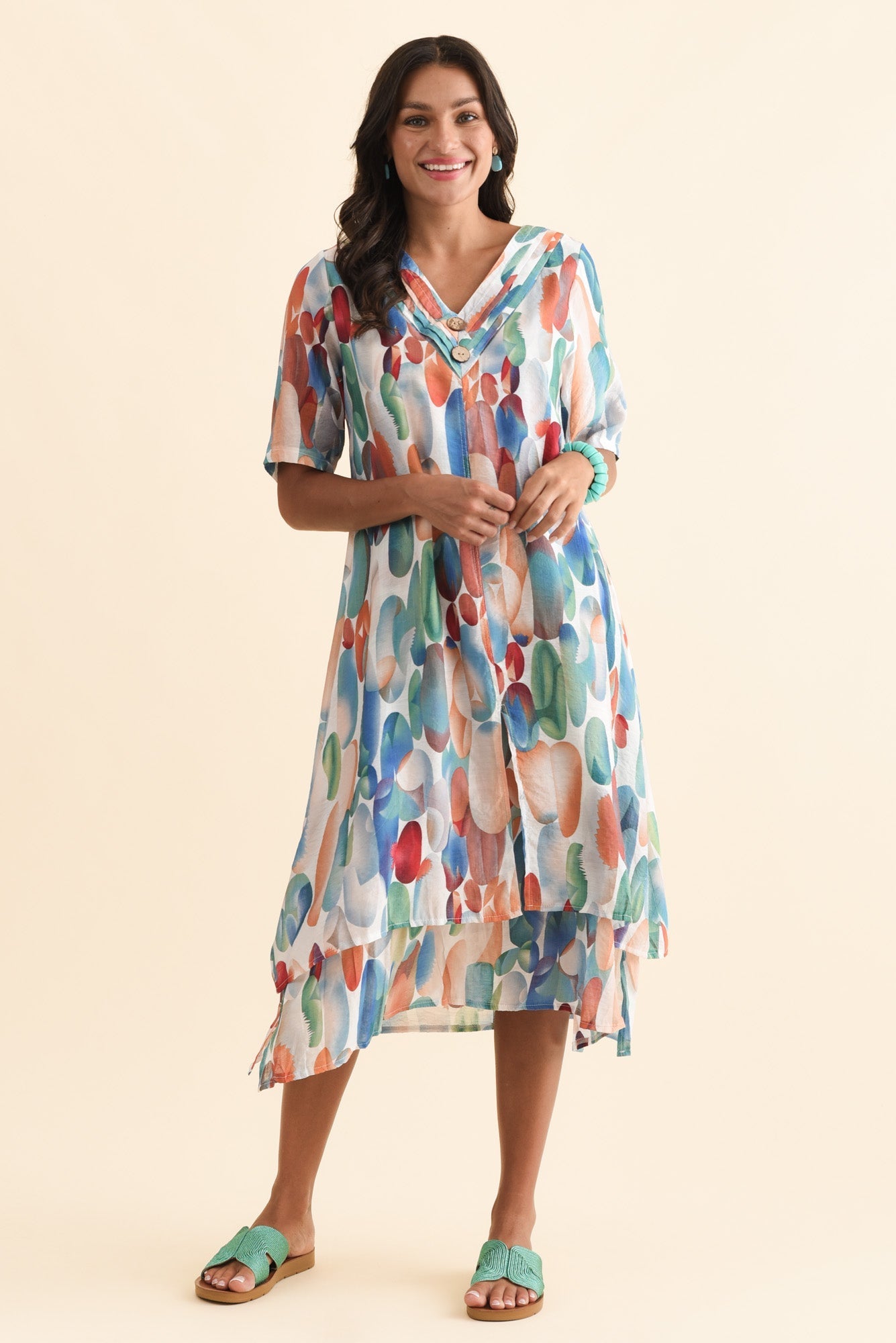 Nala Blue Circle Layers Dress Front View