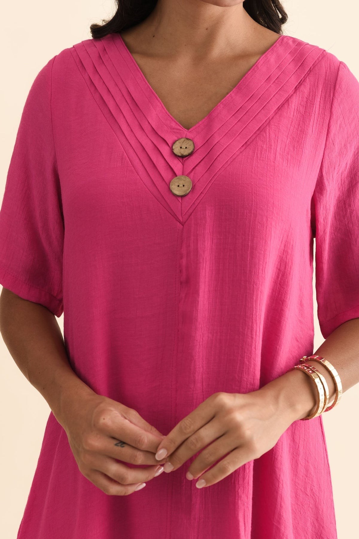 Nala Hot Pink Layers Dress Full Length View
