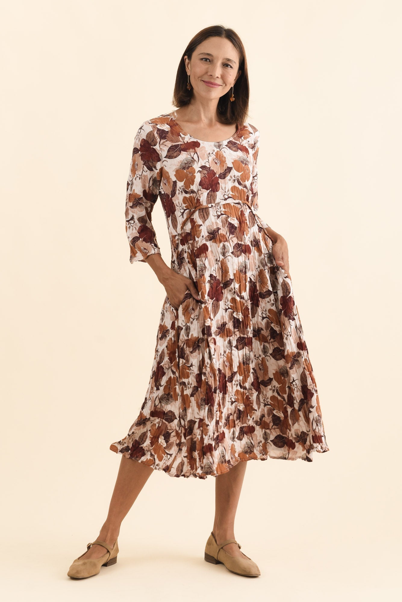 Nessa Brown Flower Crescent Dress Back View