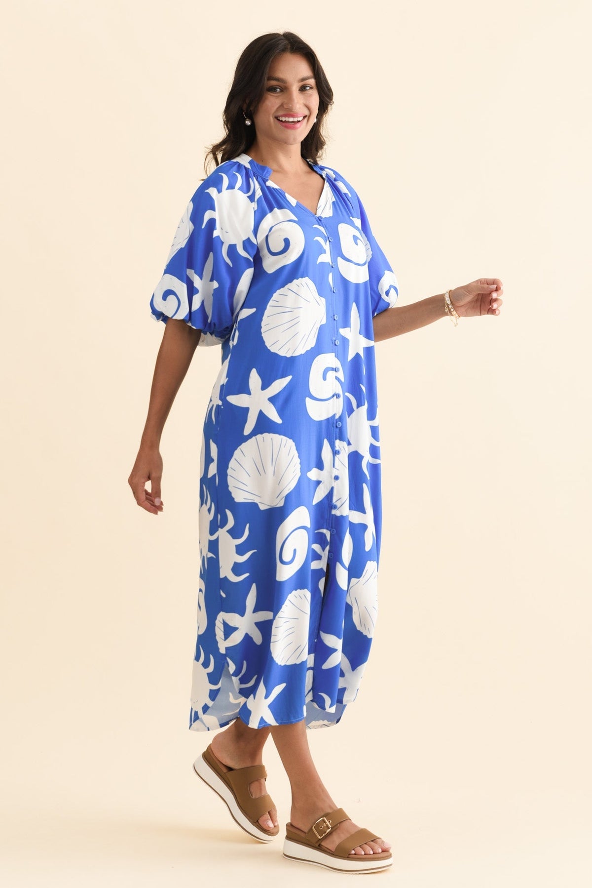 Pippen Cobalt Sea Tie Dress Back View