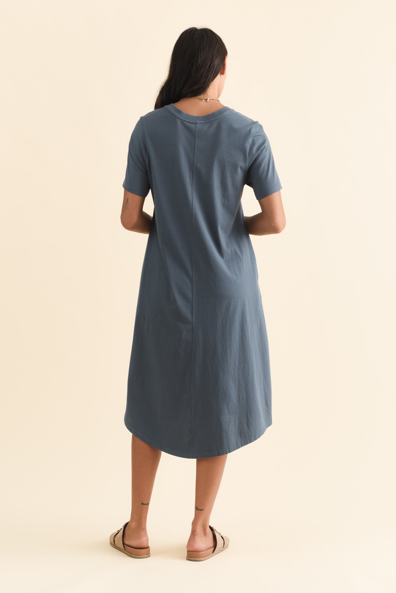 Quentin Steel Cotton Tee Dress Detail View
