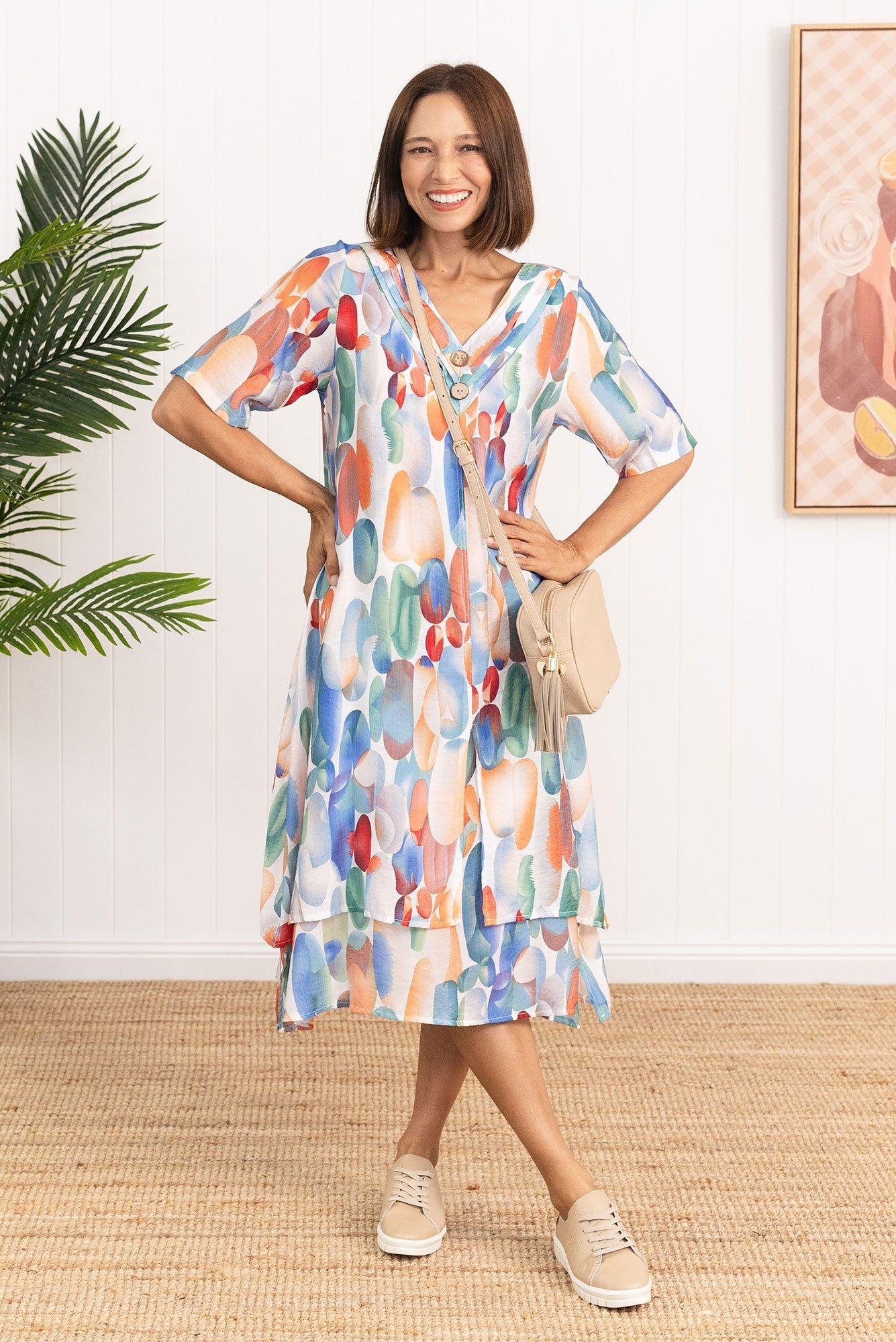 Nala Blue Circle Layers Dress Front View 2