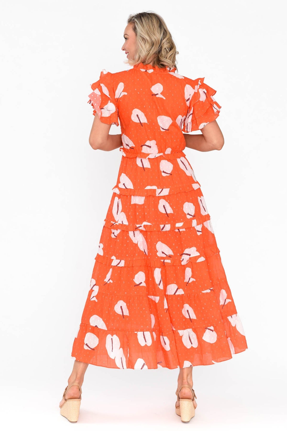 Sana Sunset Petals Cotton Frill Dress Side View