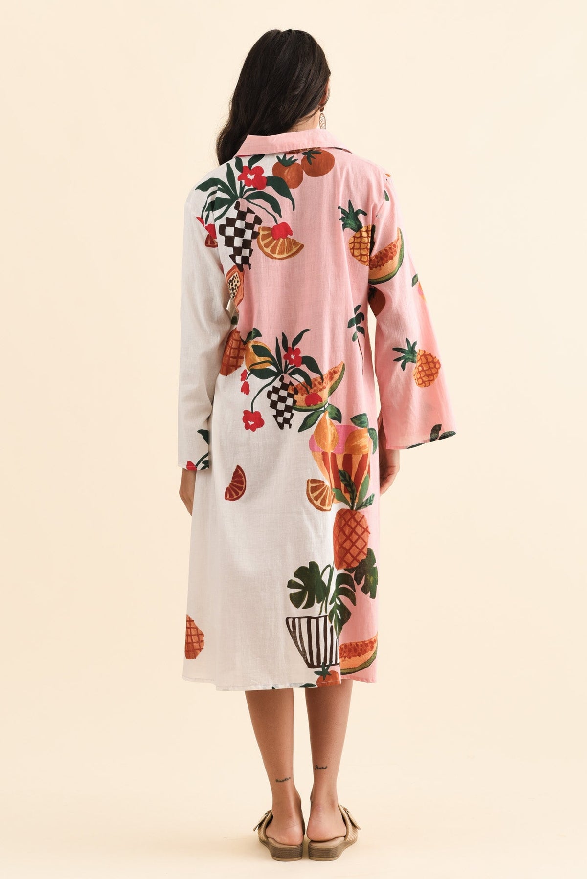 Stella Pink Fruity Cotton Shirt Dress Side View
