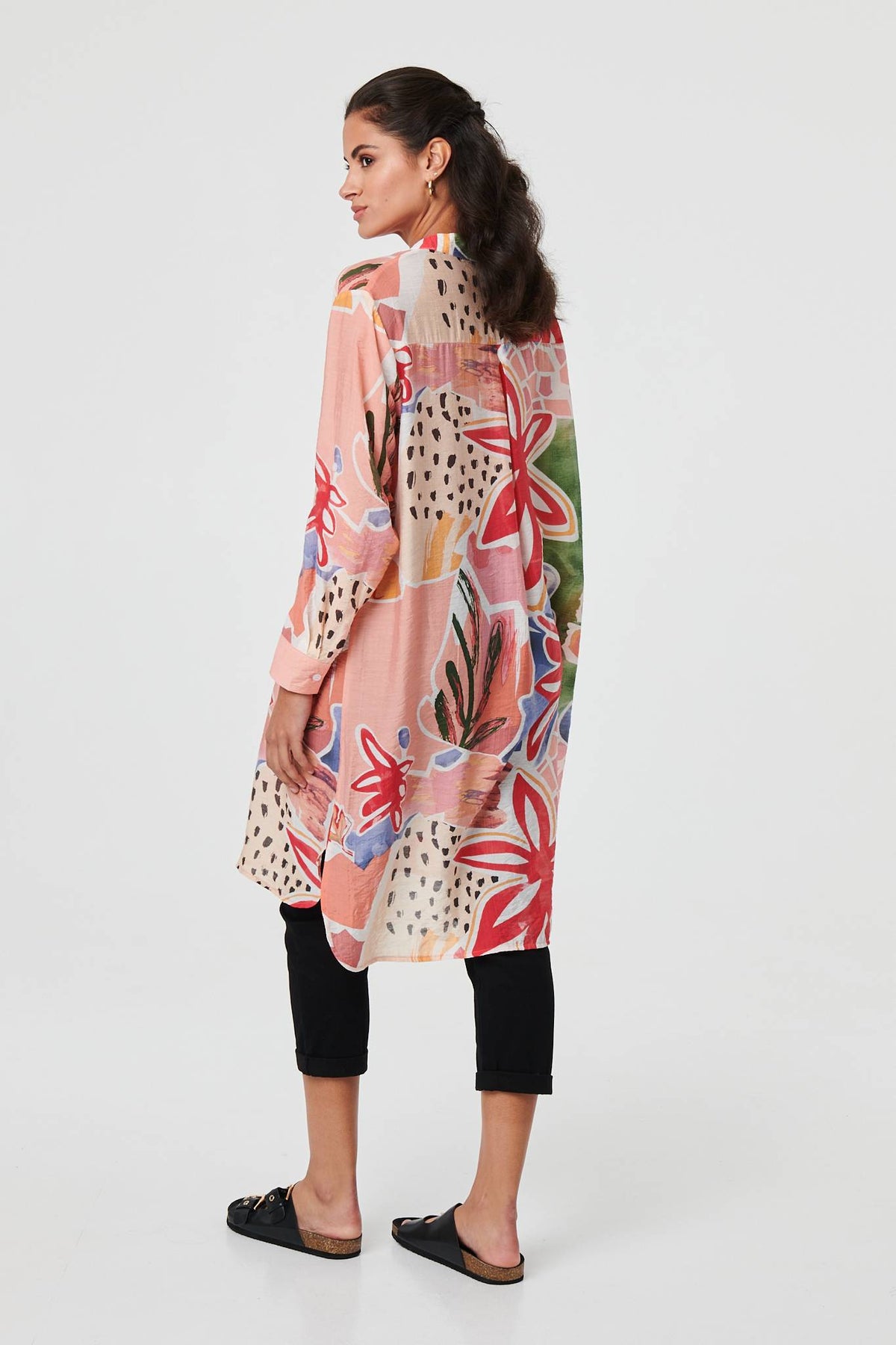Abstract Longline Long Sleeve Shirt Full Length View