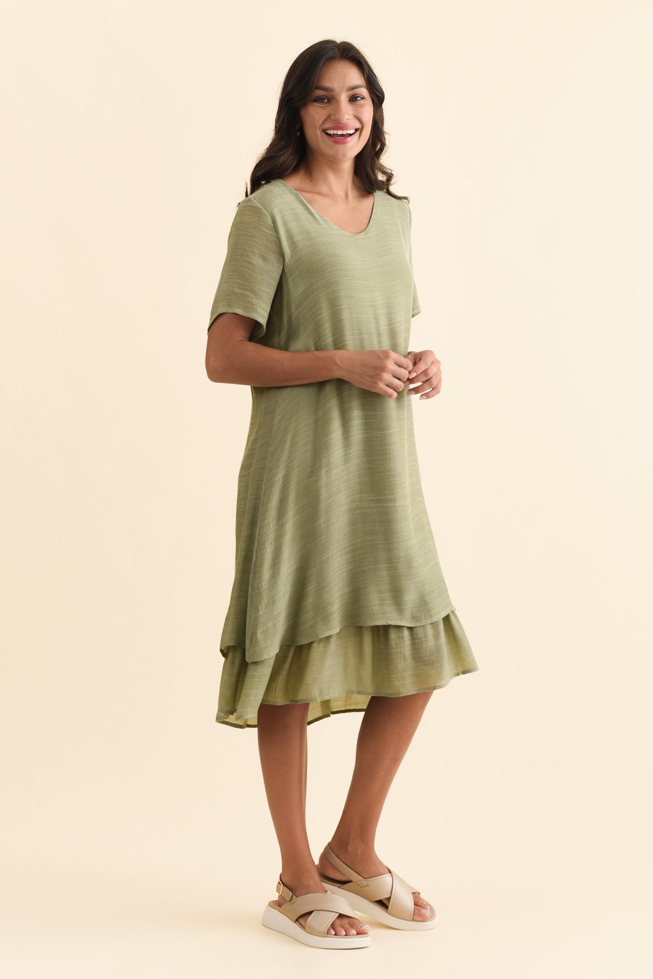 Talon Sage Layers Dress Back View