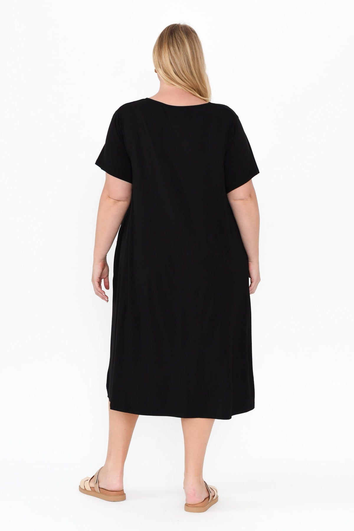 Tiffany Black Bamboo Tee Dress Full Length View 2