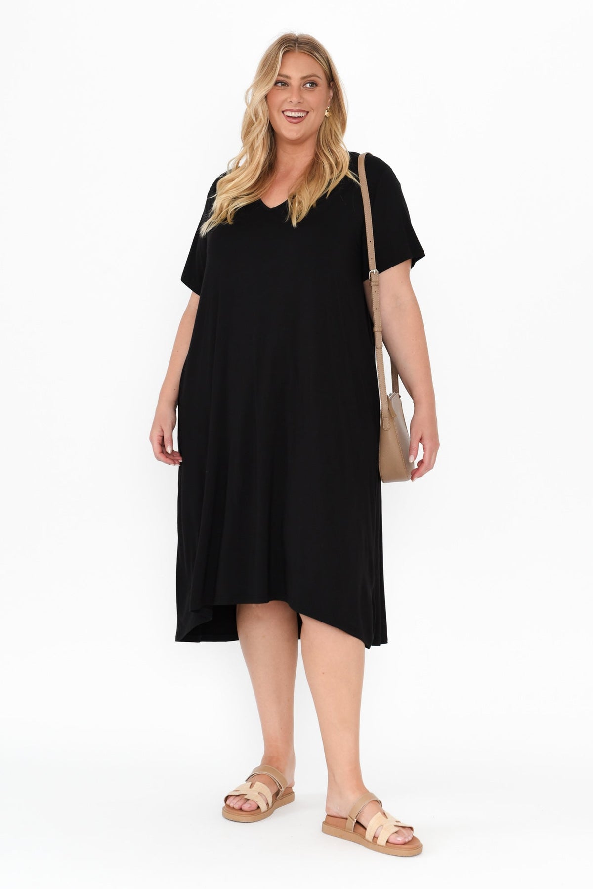 Tiffany Black Bamboo Tee Dress Detail View 2