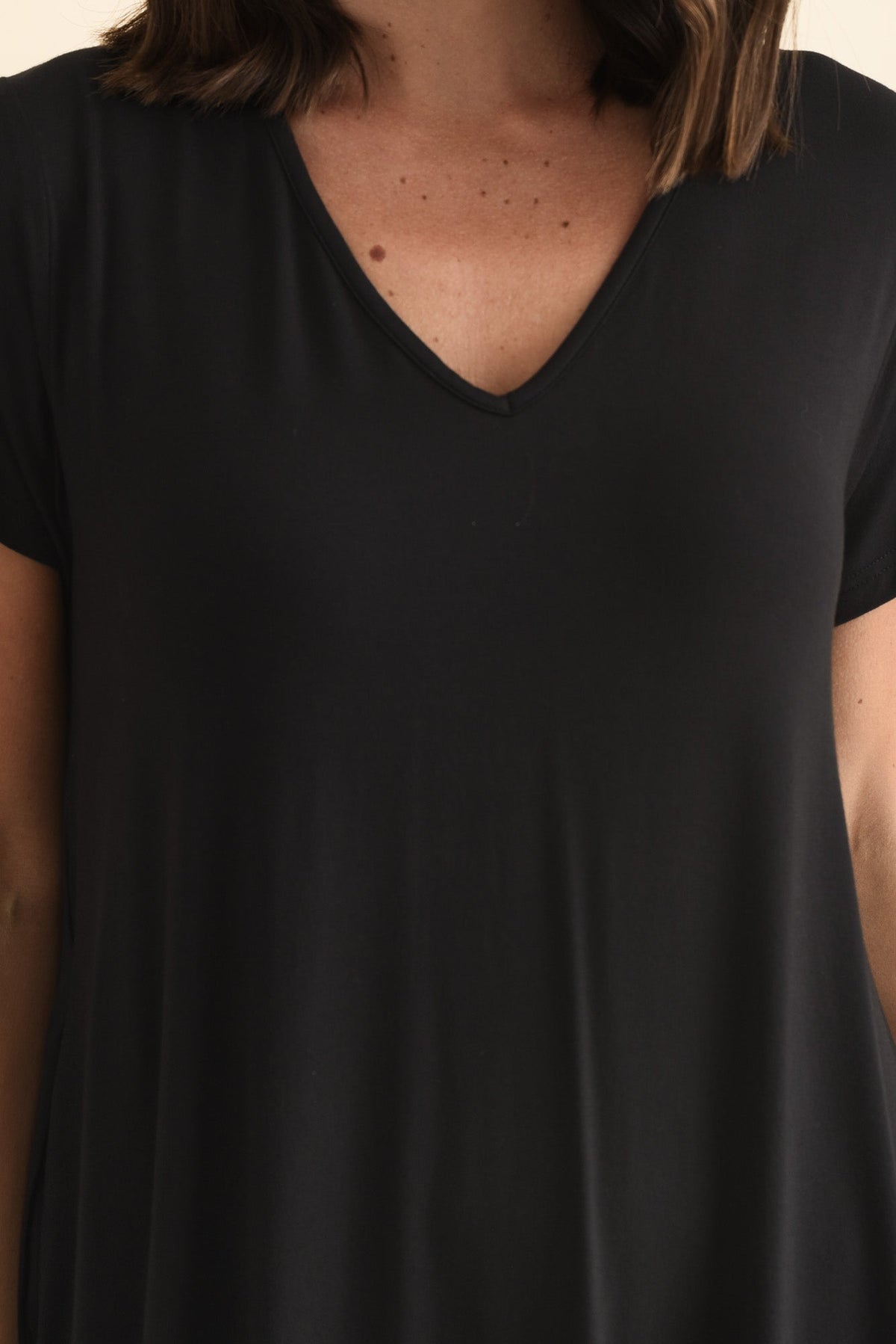 Tiffany Black Bamboo Tee Dress Full Length View