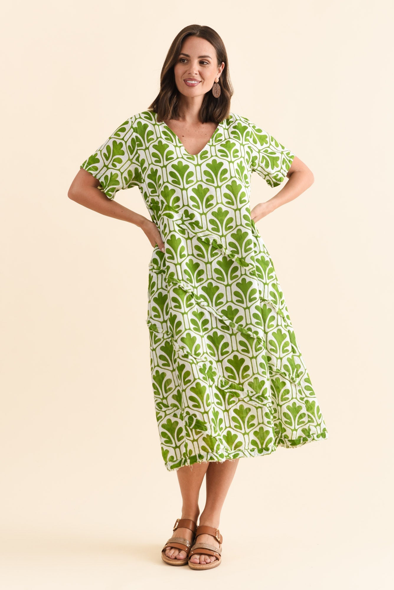 Vanessa Green Abstract Diagonal Seam Dress Front View 2