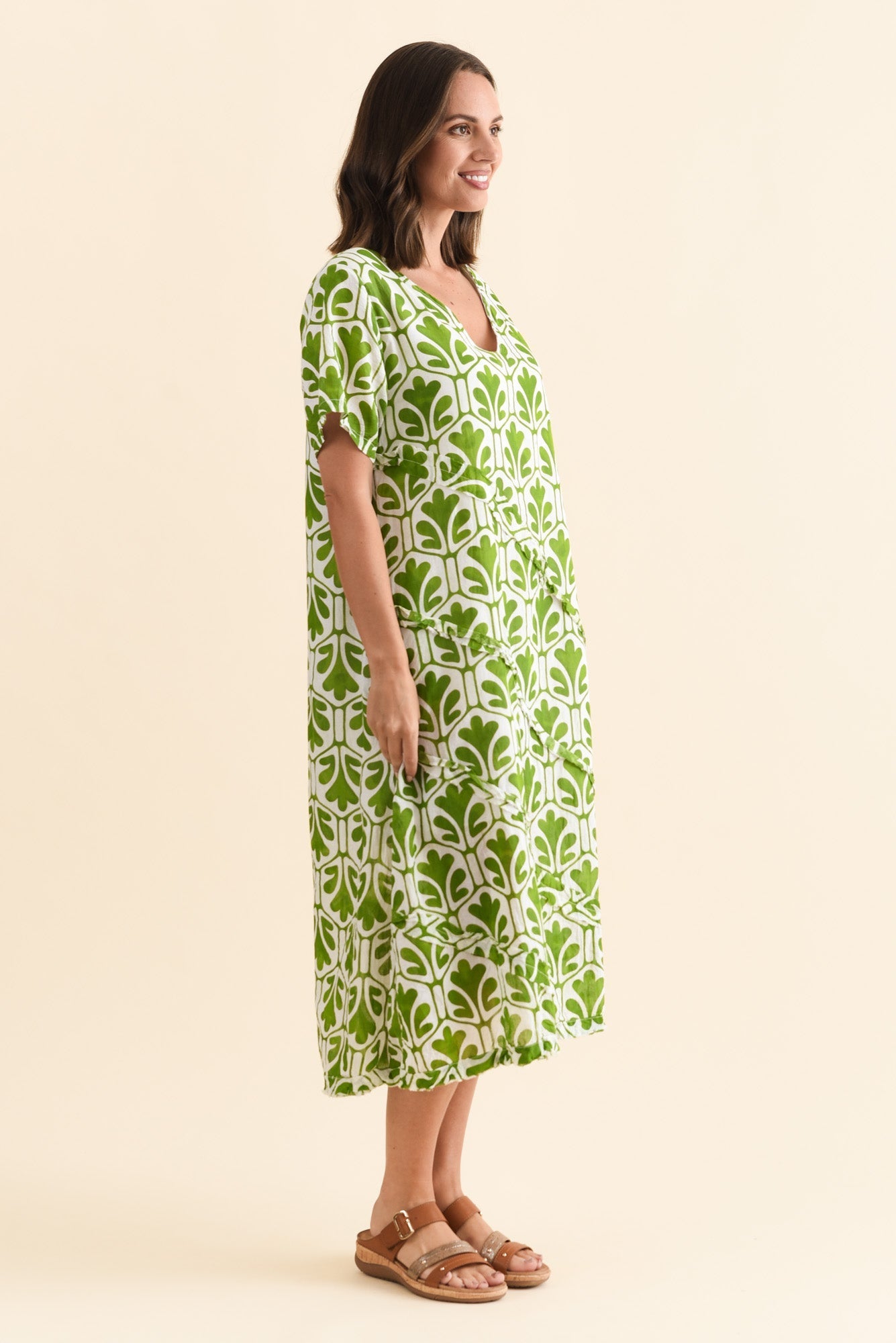 Vanessa Green Abstract Diagonal Seam Dress Back View